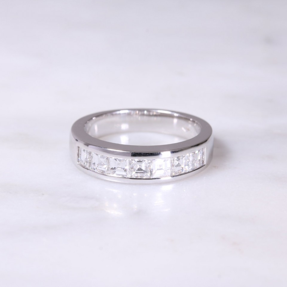 White Gold Asscher Cut Diamond Ring