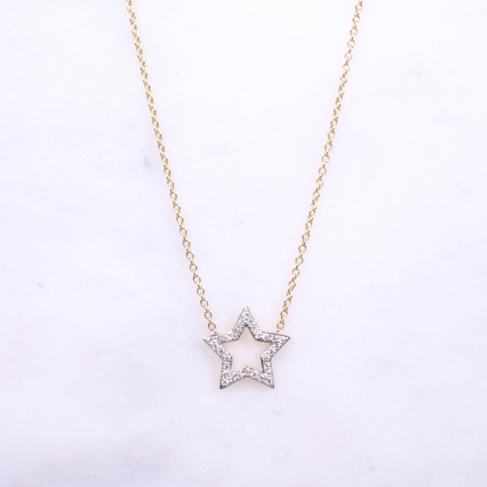 Yellow Gold Diamond Star Necklace