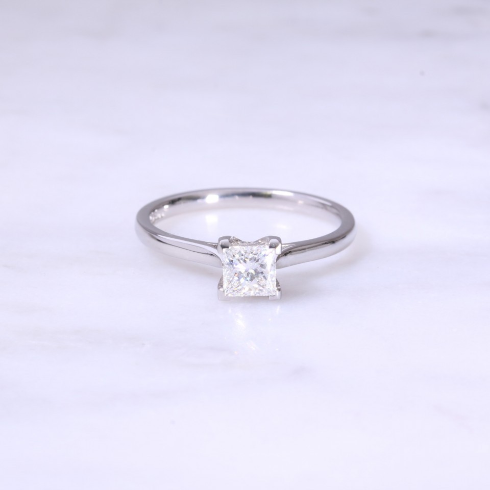 Fancy Princess Cut Diamond 4 Claw Solitaire Engagement Ring