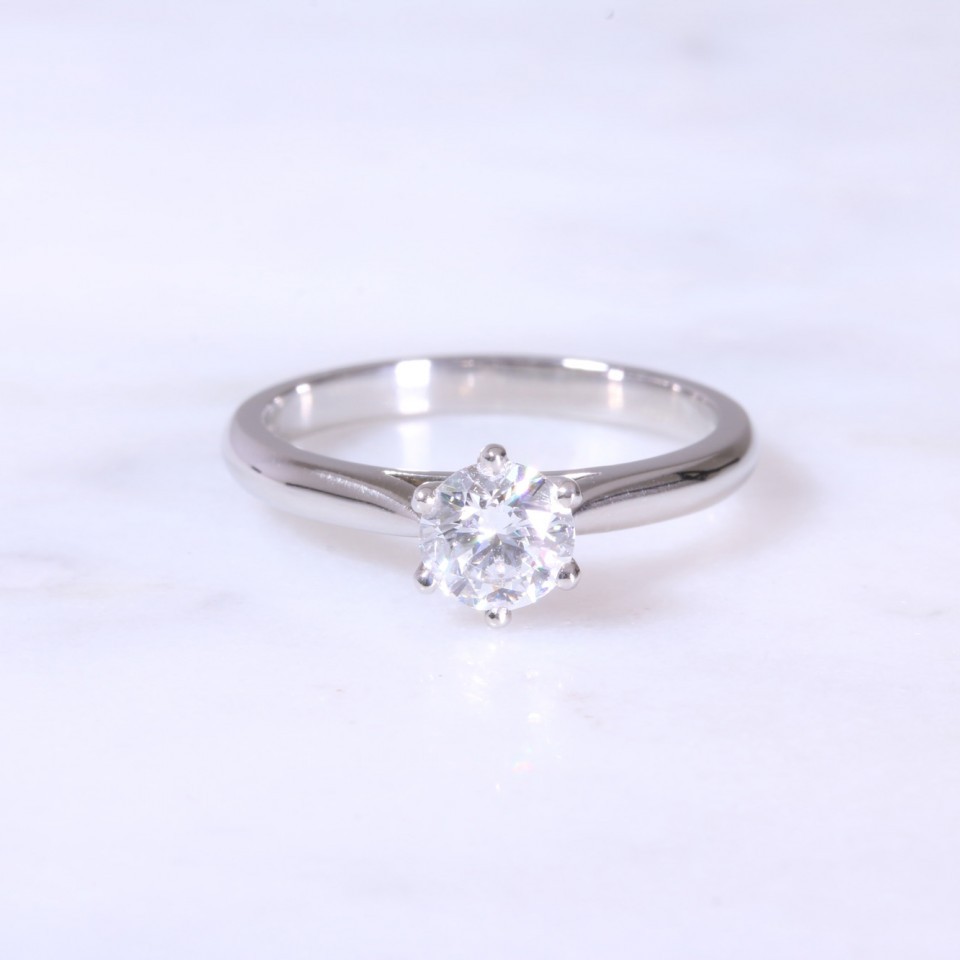 Round Brilliant Diamond 6 Claw Solitaire Ring