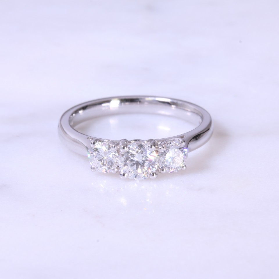 Lanes Round Brilliant Diamond 3 Stone Engagement Ring