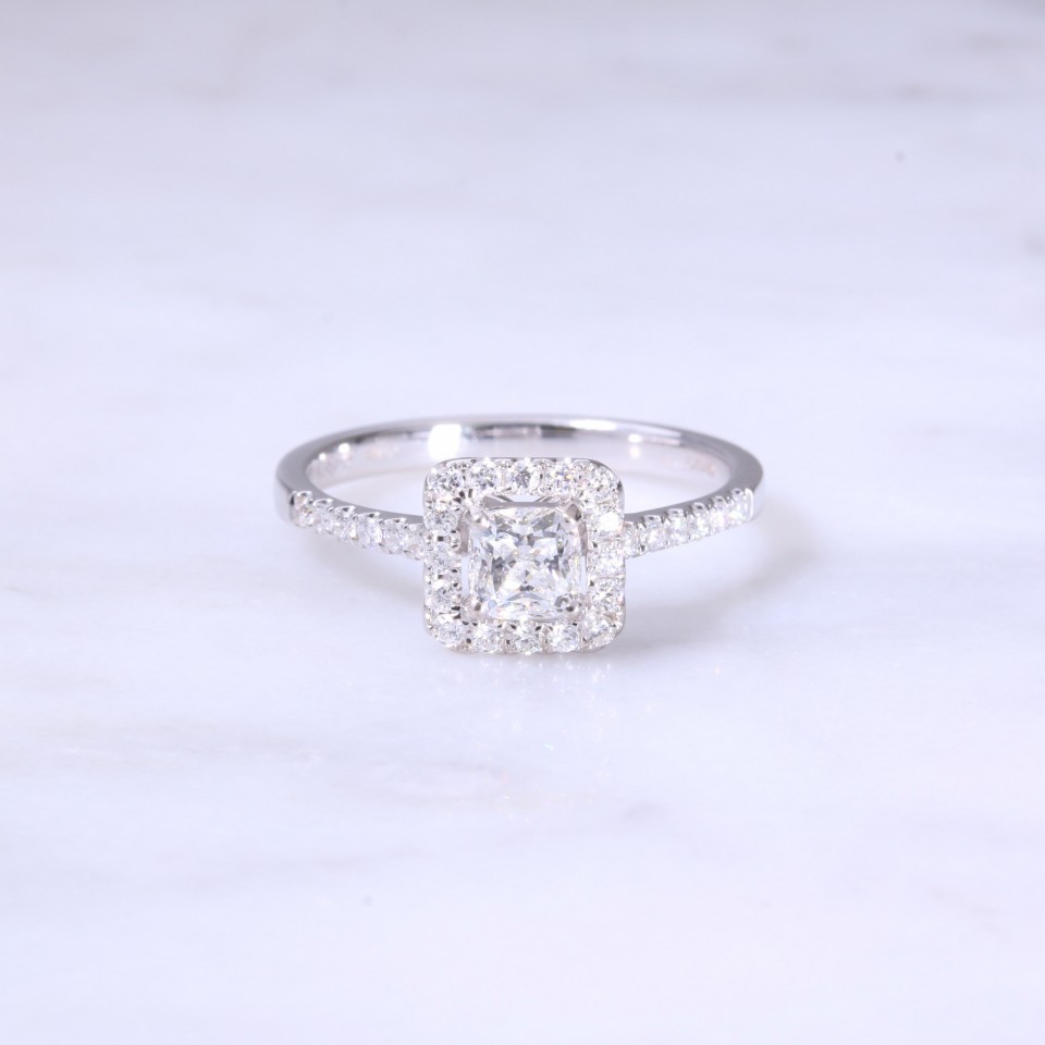 Cushion Cut Diamond Cluster Engagement Ring