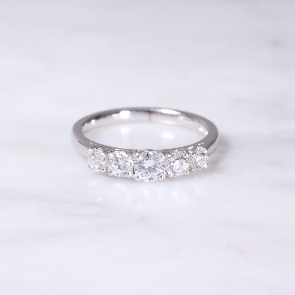 White Gold Diamond Five Stone Ring