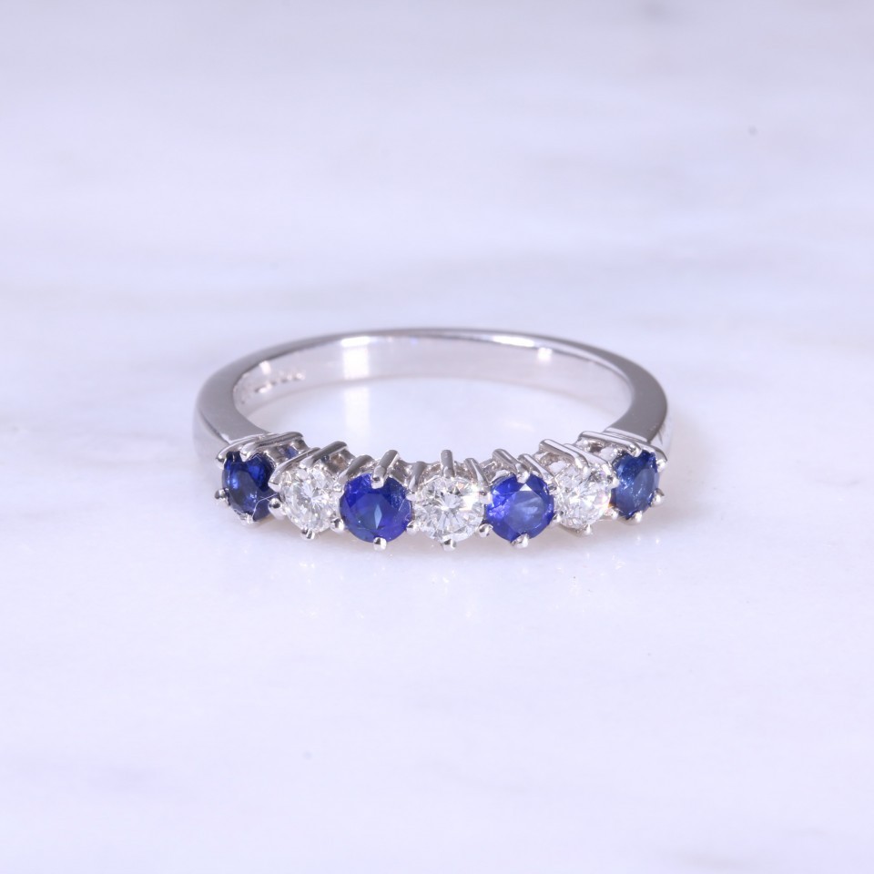 Classic Sapphire & Diamond 7 Stone Ring