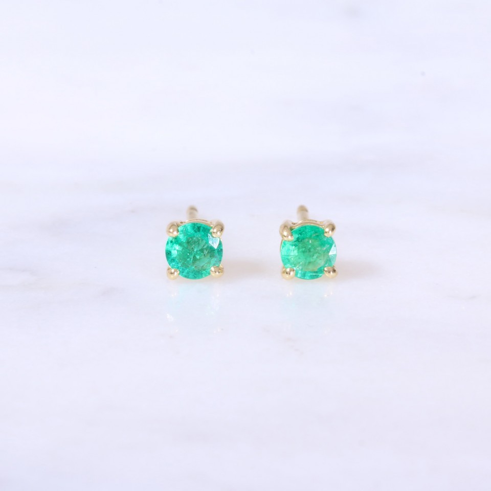 Single Stone Emerald Ear Studs