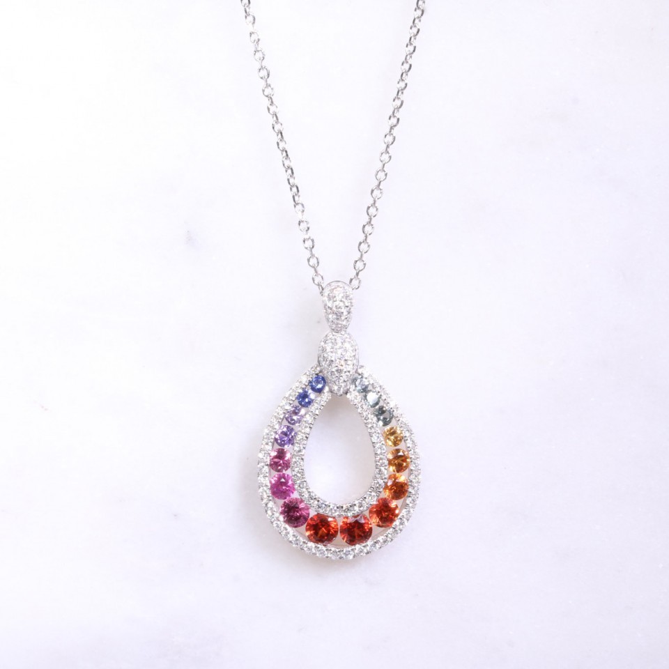 Multi Coloured Sapphire & Diamond Necklace
