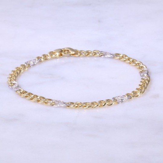 Curb & Diamond S-Link Bracelet