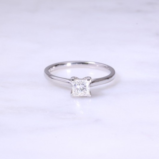 Fancy Princess Cut Diamond 4 Claw Solitaire Engagement Ring