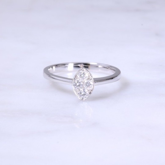 Marquse Shape Diamond Cluster Engagement Ring