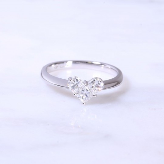 3 Diamonds Heart Design Engagement Ring 0.61ct