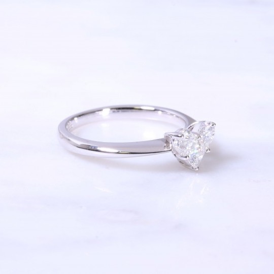 3 Diamonds Heart Design Engagement Ring 0.61ct