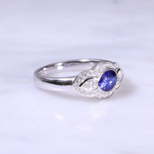 Sapphire & Pear Diamond Fancy Ring