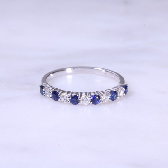 Fine Sapphire & Diamond 11 Stone Ring