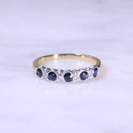 Sapphire & Diamond Fancy 1/2 Eternity Ring