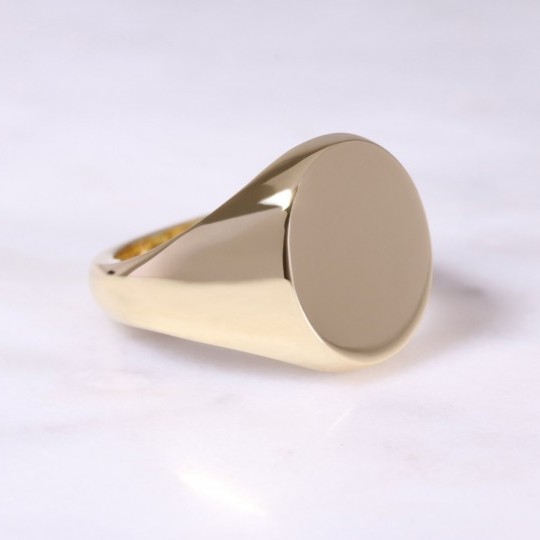 SIDE, 18ct Yellow Gold Oval Signet Ring X-Large