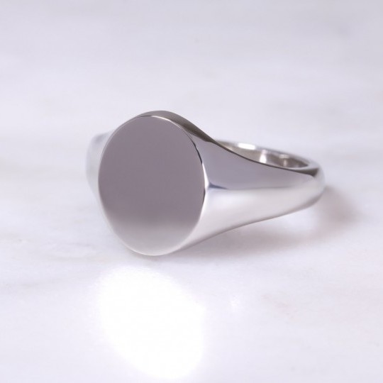 Platinum Oval Signet Ring - Medium