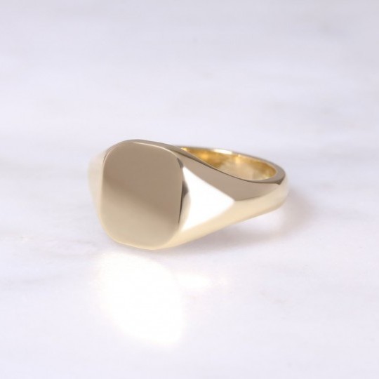 Ladies 18ct Yellow Gold Cushion Signet Ring - Small