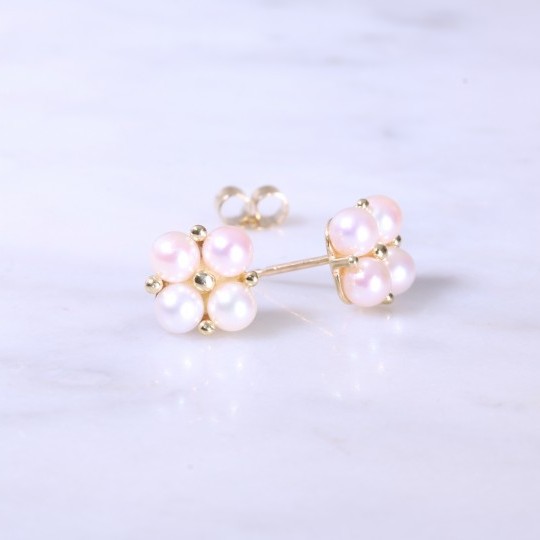 Cultured Pearl Square Cluster Earrings