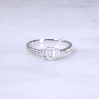 Emerald & Baguette Diamond 3 Ring