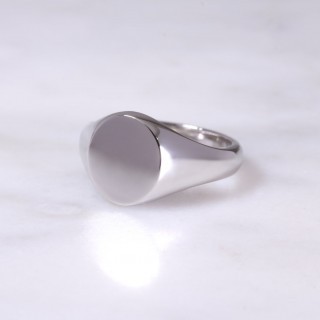 Ladies Platinum Oval Signet Ring - Small