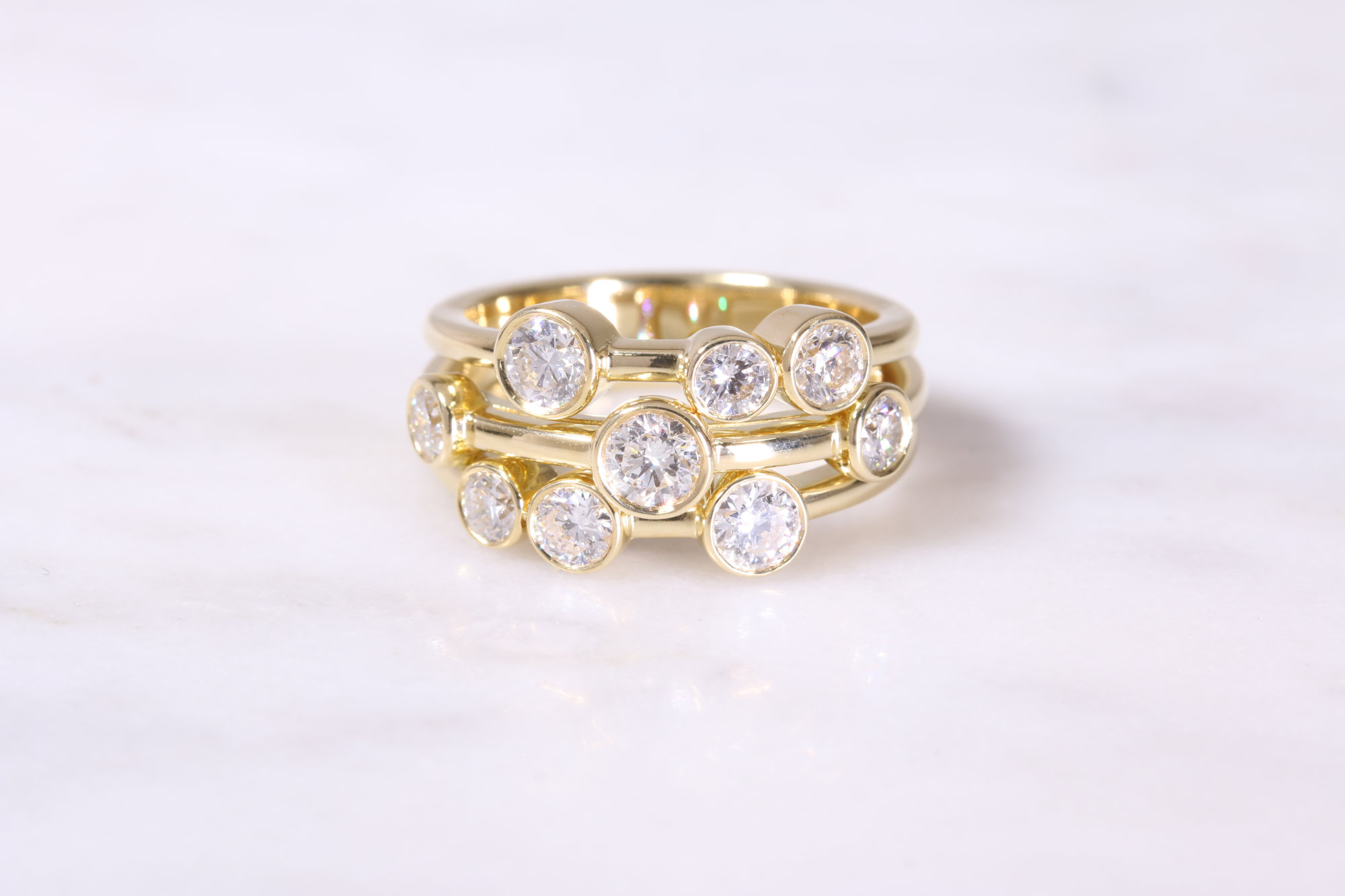3 Row Scattered Round Brilliant Diamond Ring | Lanes Jewellery ...