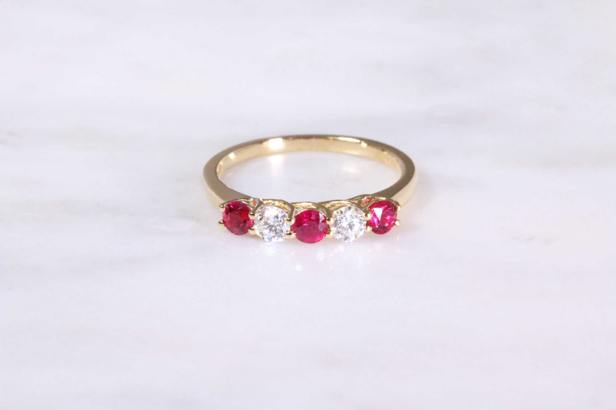 Yellow Gold 5 Stone Ruby & Diamond Ring | Lanes Jewellery & Prestige ...