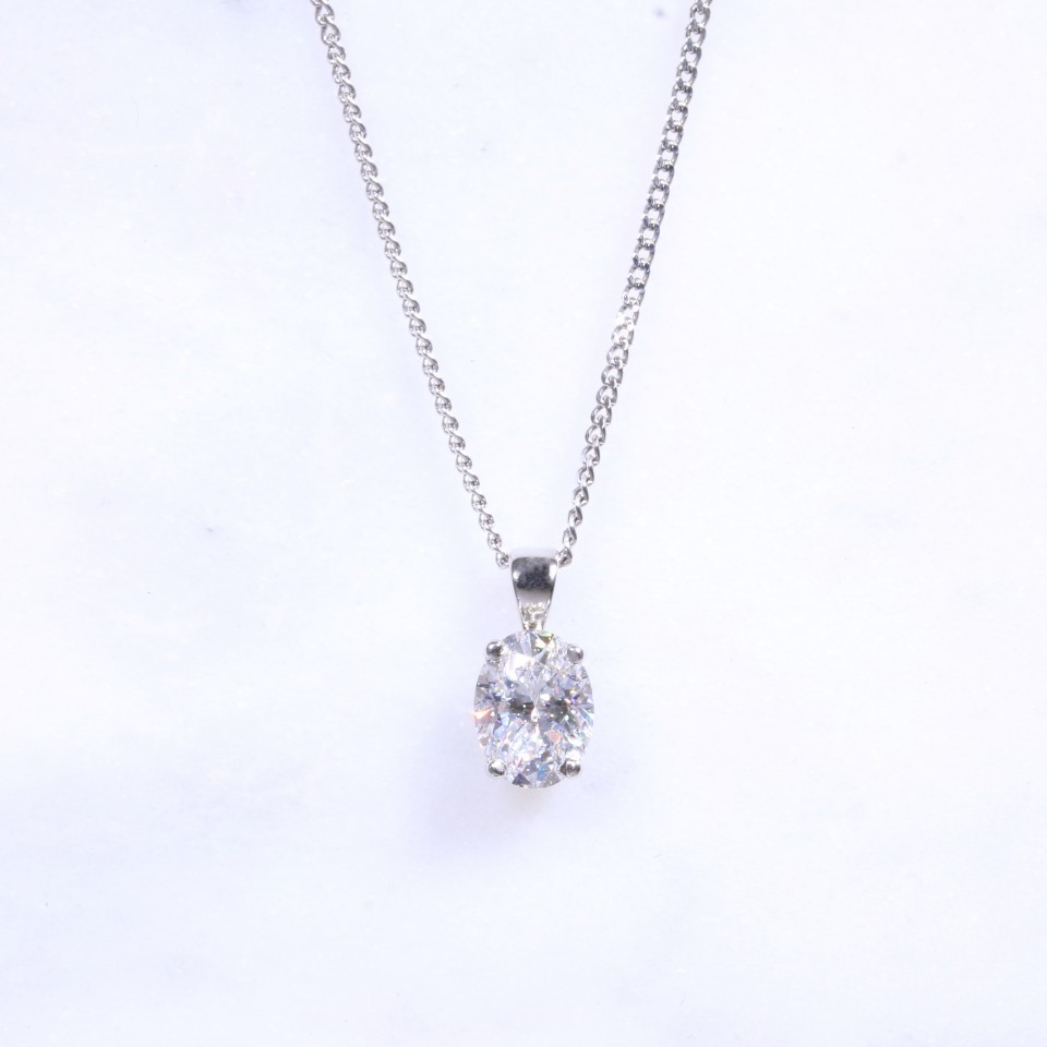 Solitaire Oval Diamond Pendant