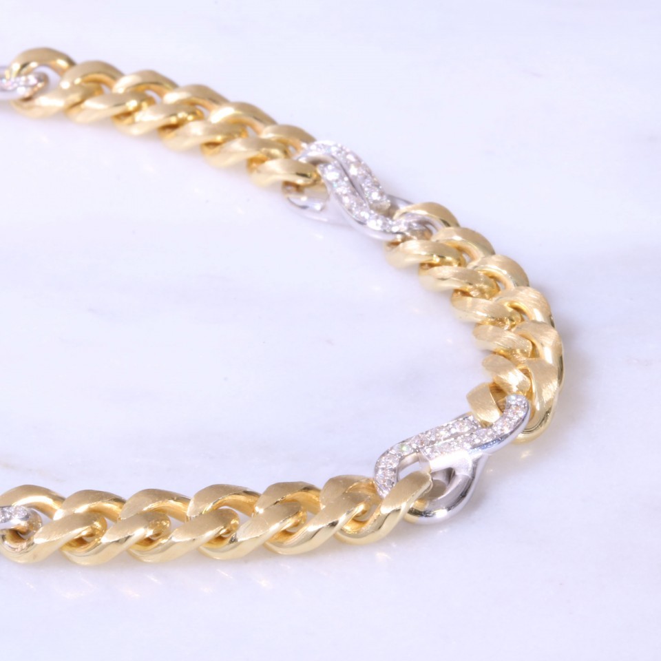 Curb & Diamond Interlink Bracelet