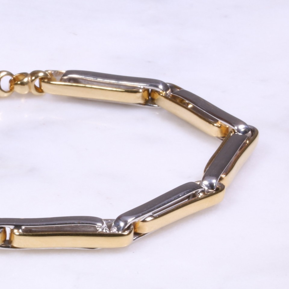 Mixed Gold Heavy Bar Link Bracelet