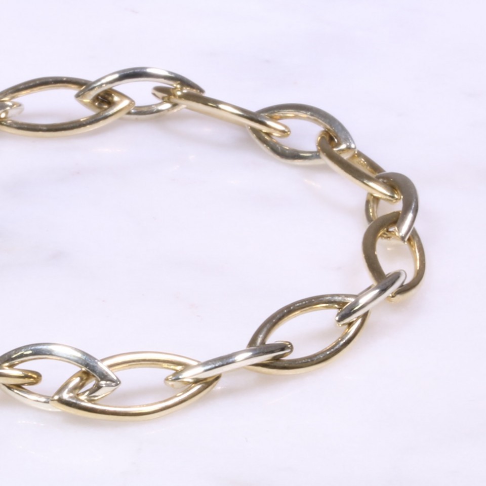 Yellow & White Gold Marquise Design Bracelet 