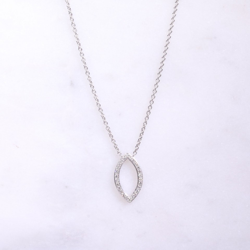 White Gold Diamond Marquise Necklace