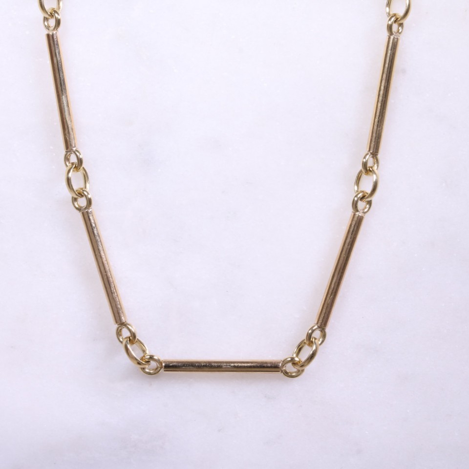 Yellow Gold Bar Necklace