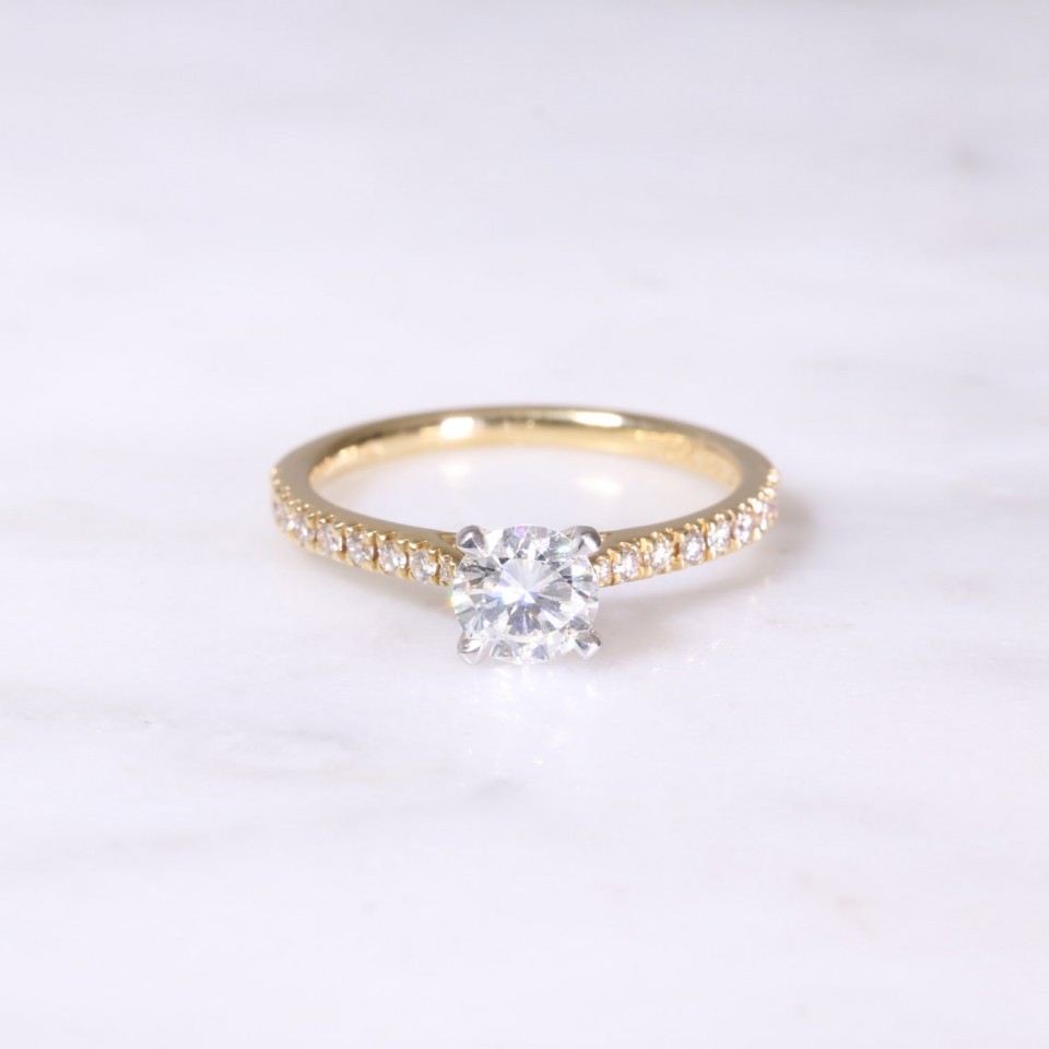 Yellow & white Gold Diamond Engagement Ring 