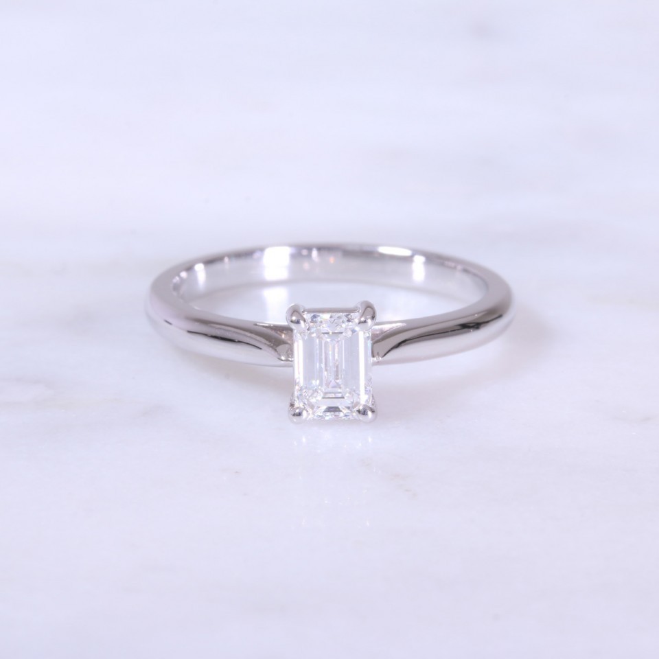 Emerald Cut Diamond Solitaire Engagement Ring