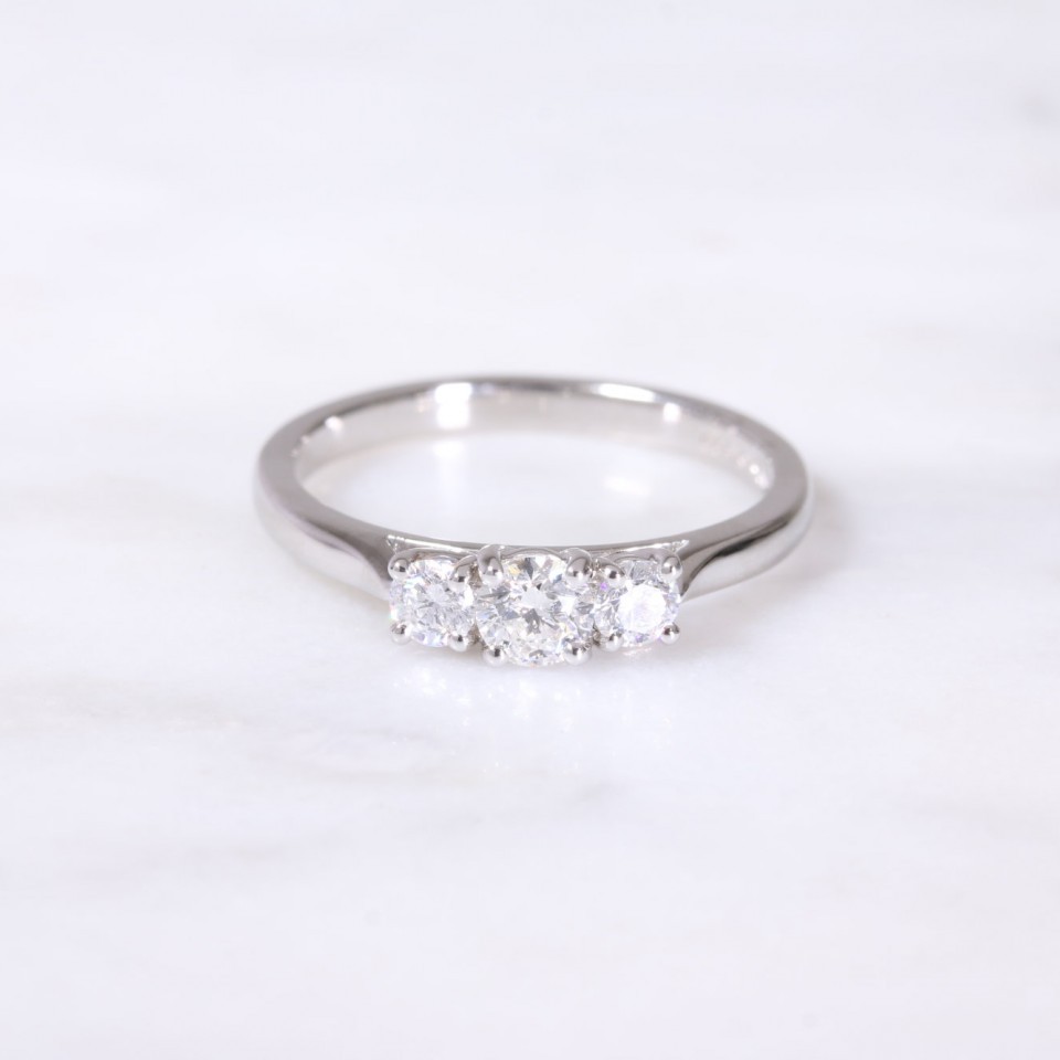 Round Brilliant Diamond 3 Stone Ring 0.51ct