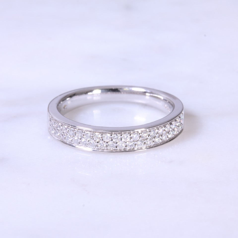 Round brilliant diamond 2 row 1/2 eternity ring