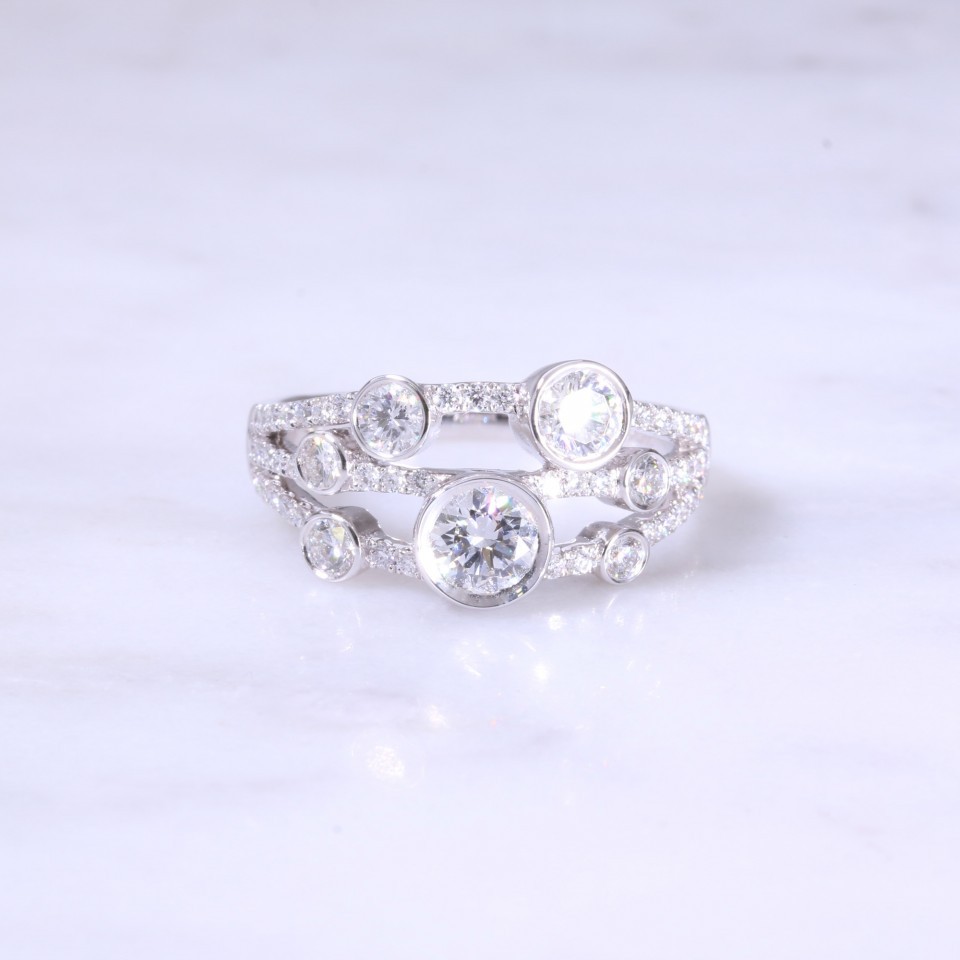 3 Row Multi Diamond Dot Ring