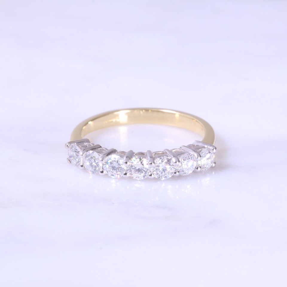 Claw Set 7 Stone Diamond Half Eternity Ring