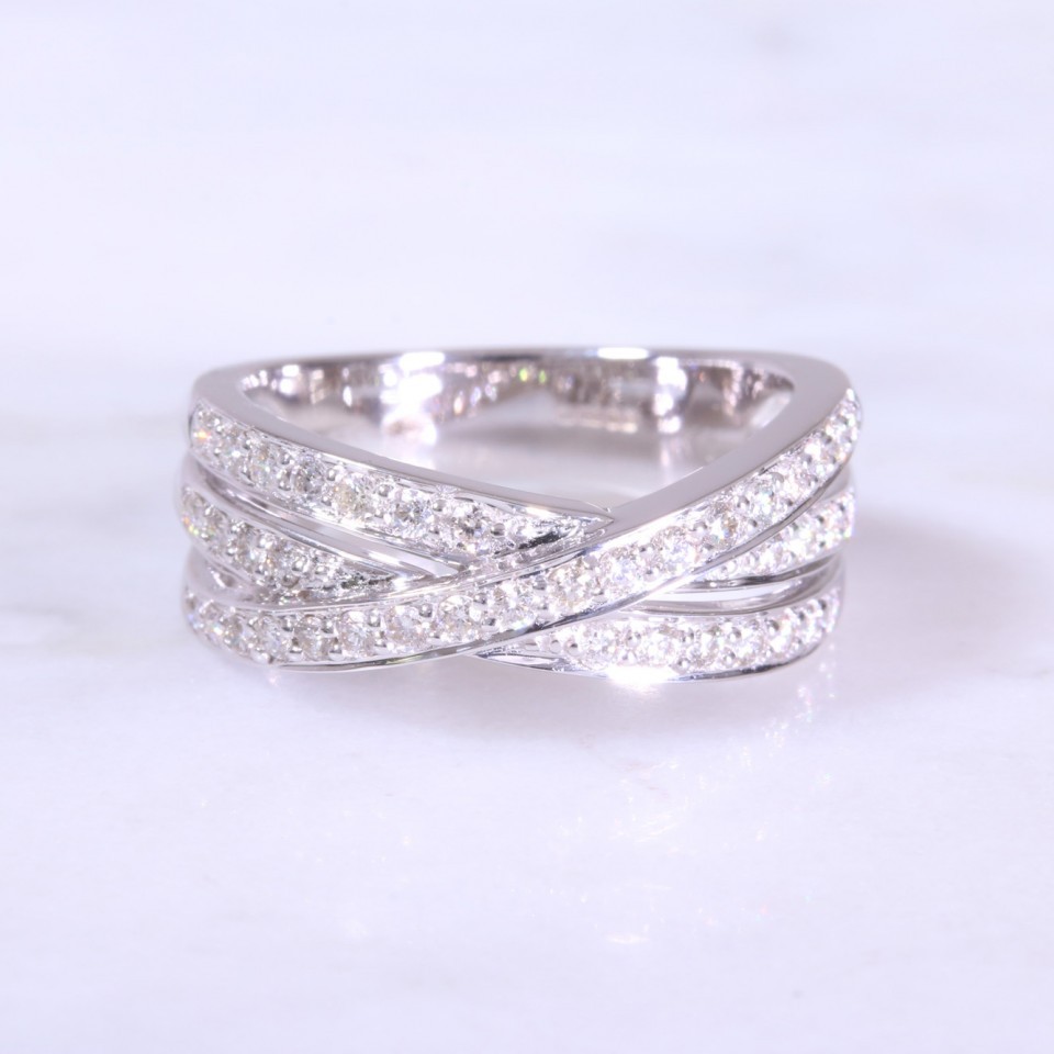 3 Row Cross Over Diamond Ring