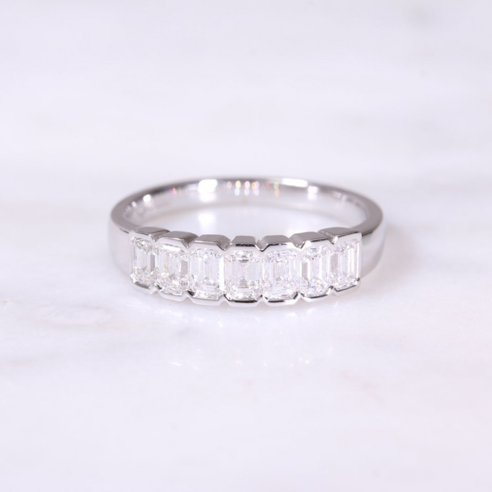 Emerald Cut Diamond 7 Stone Ring