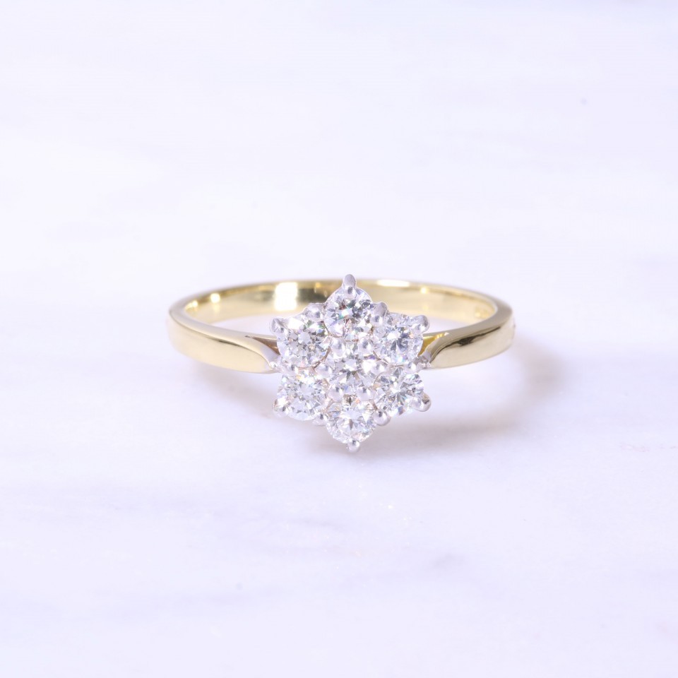 Round Brilliant Diamond Claw Set Cluster Ring