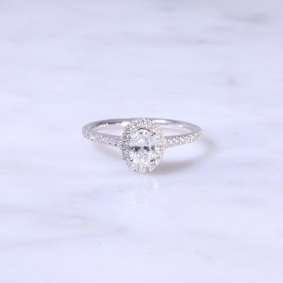 Oval Diamond Halo Engagement Ring