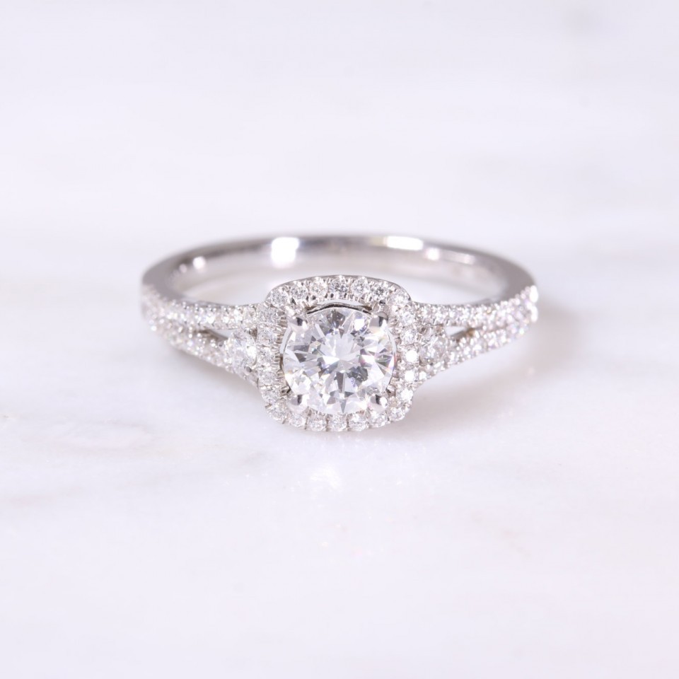 Cushion Shaped Diamond Halo Ring