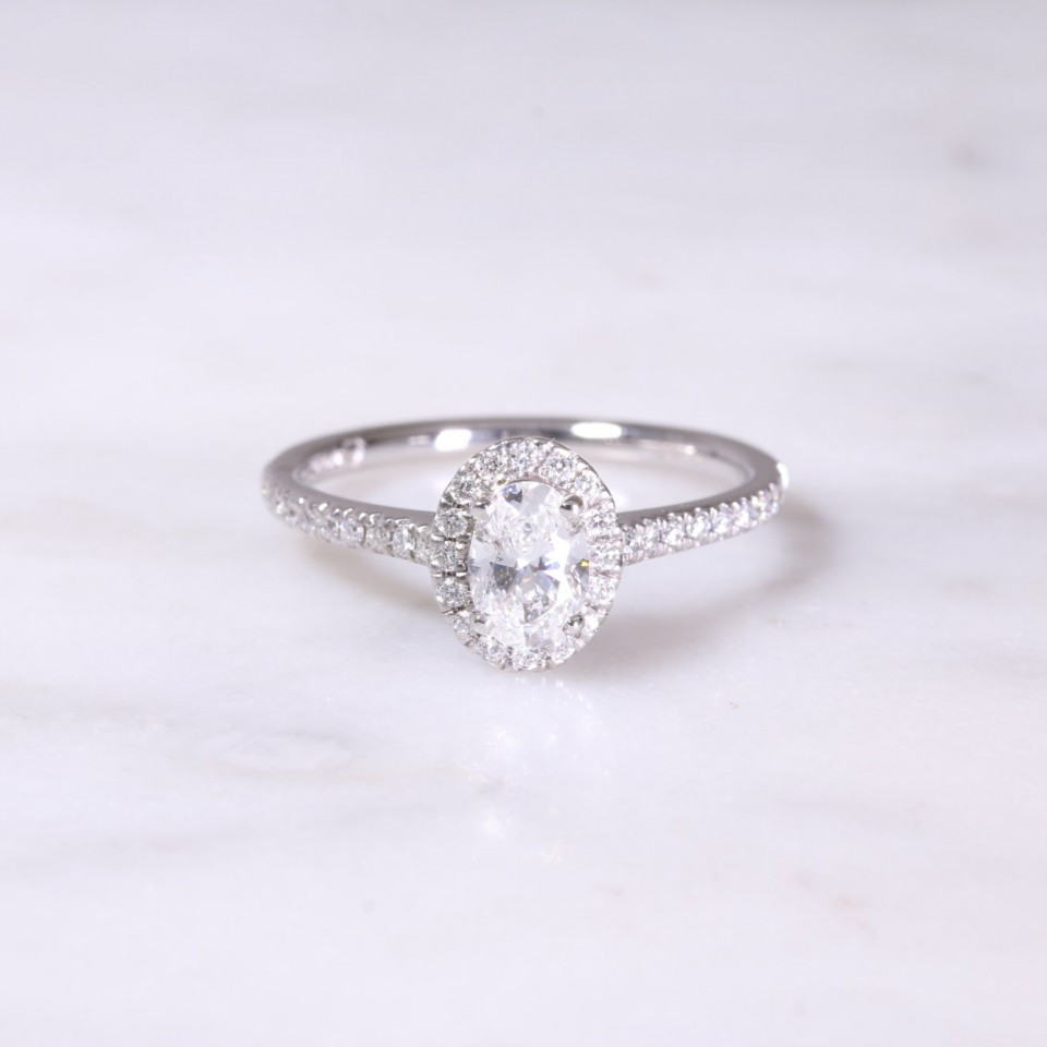 Platinum Oval Diamond Halo Ring