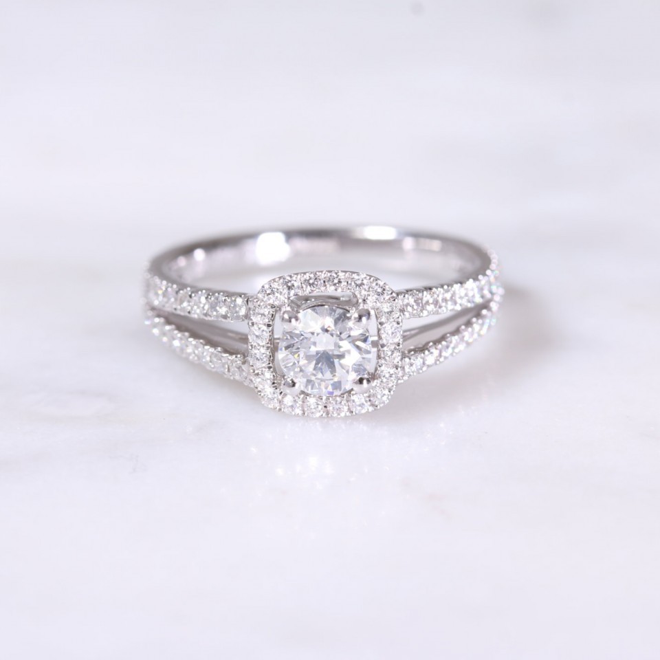 Cushion Shaped Diamond Halo Ring