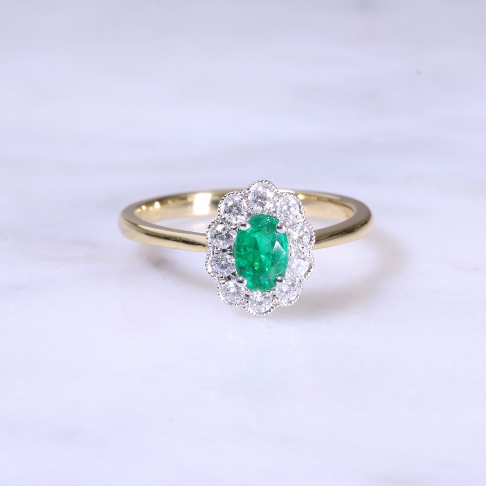 Emerald & Diamond Cluster Ring