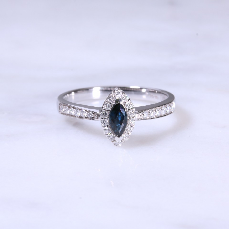 Marquise Sapphire & Diamond Cluster Ring