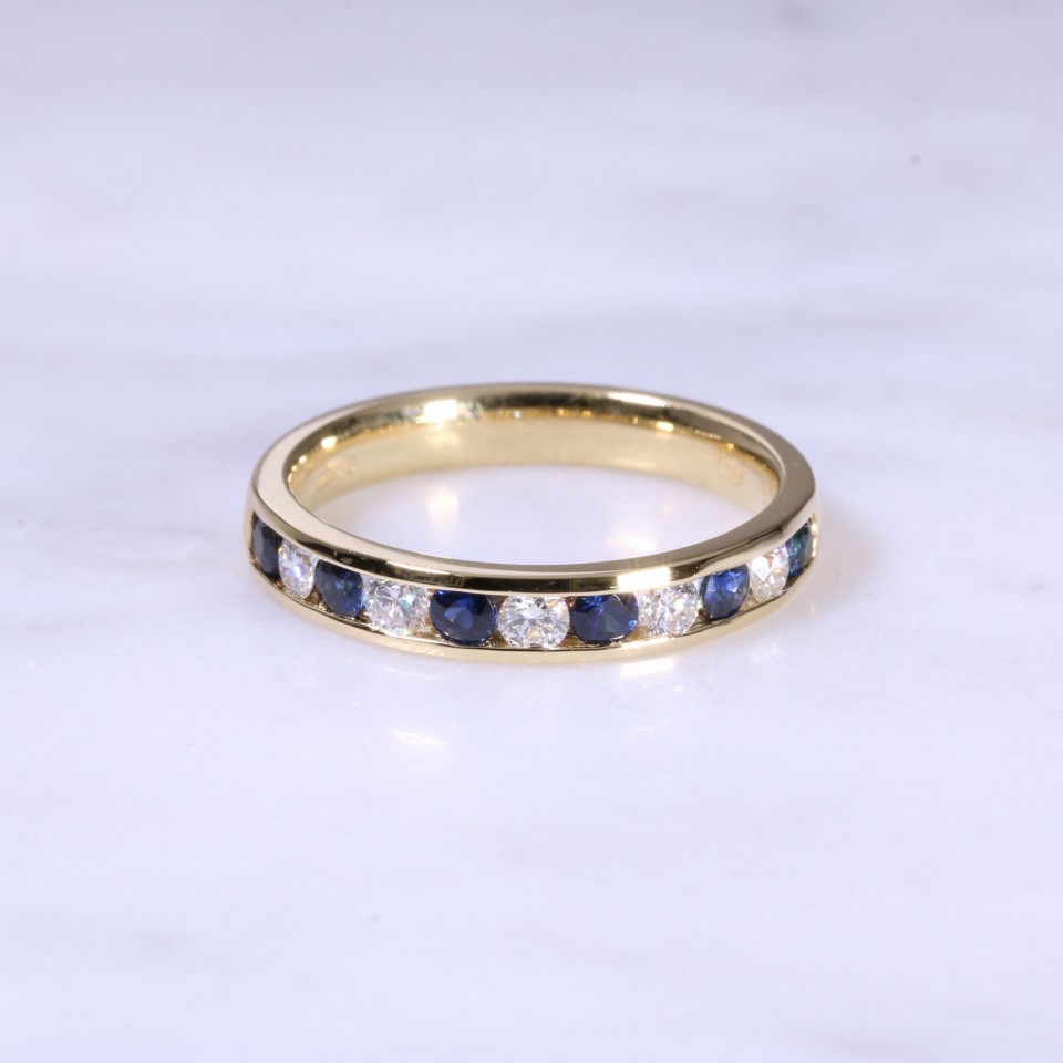 Sapphire & Diamond Channel Set 1/2 Eternity ring