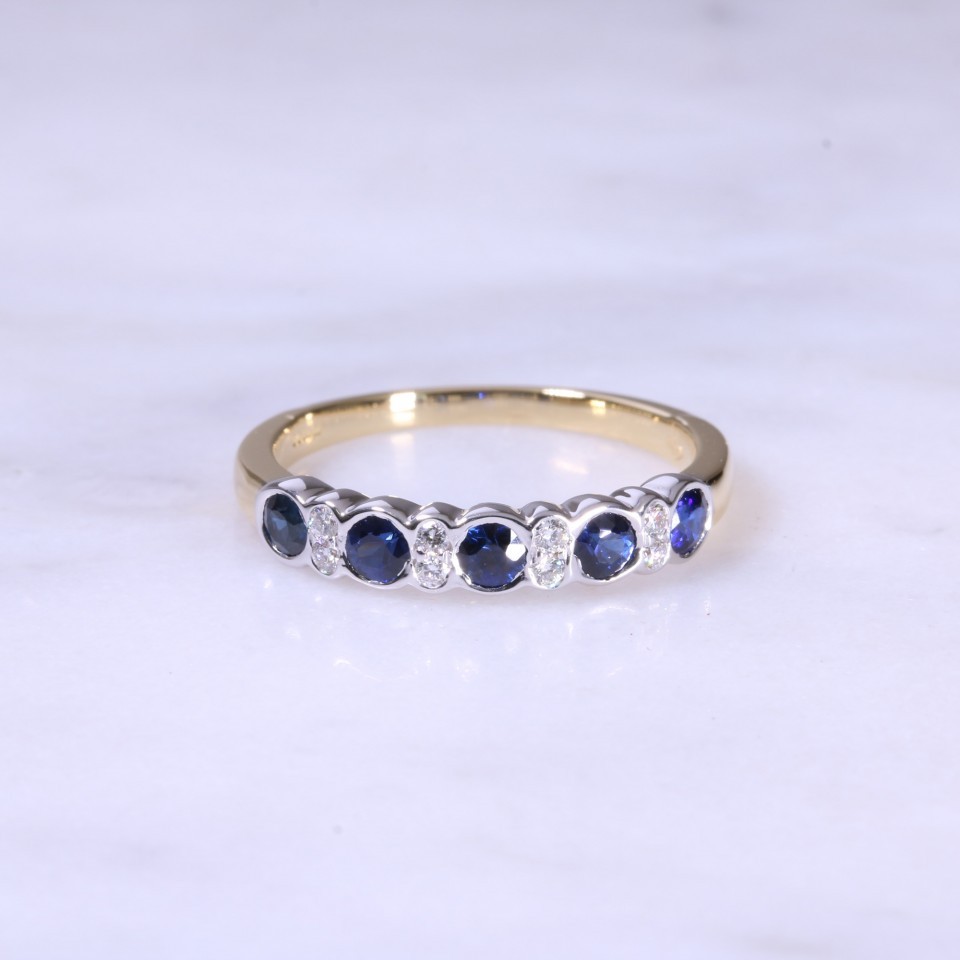 Sapphire & Diamond Fancy 1/2 Eternity Ring