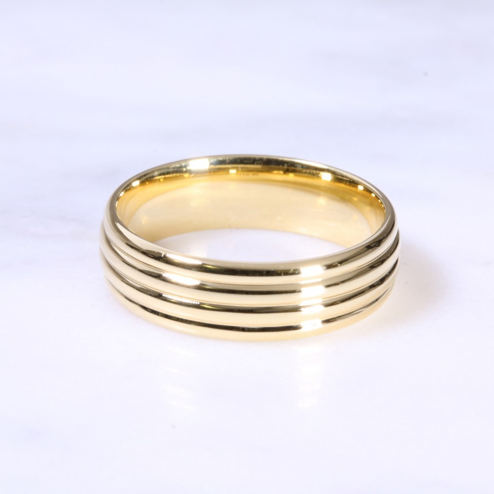 18ct 6mm Multi Grove Wedding Band